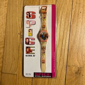 vintage 1997 Spice Girls bisque and pink digital watch-new in open package